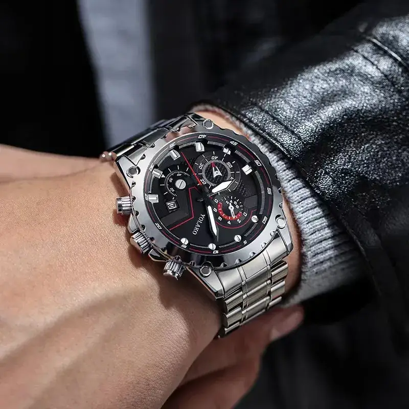 Men's Steel Band Chronograph Watch with Transparent Dial - Image 6