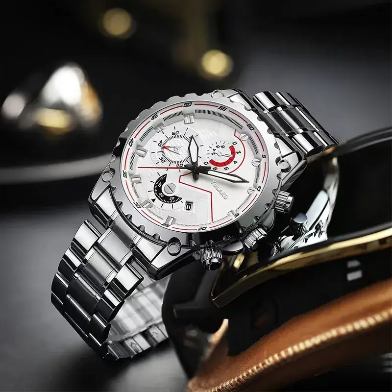 Men's Steel Band Chronograph Watch with Transparent Dial - Image 7