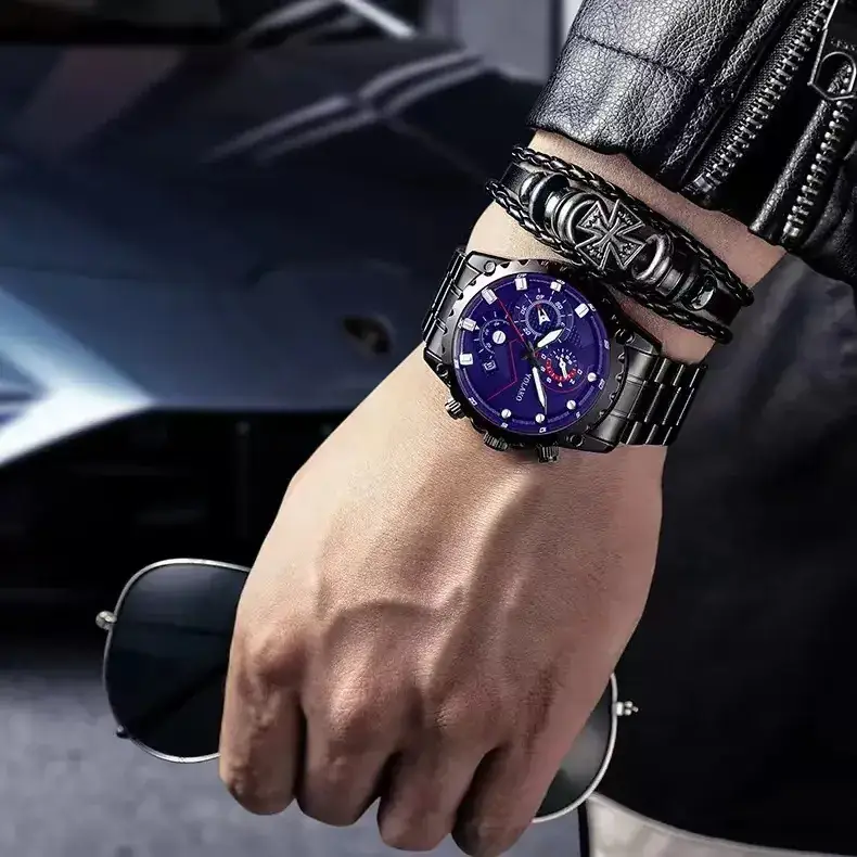 Men's Steel Band Chronograph Watch with Transparent Dial - Image 9