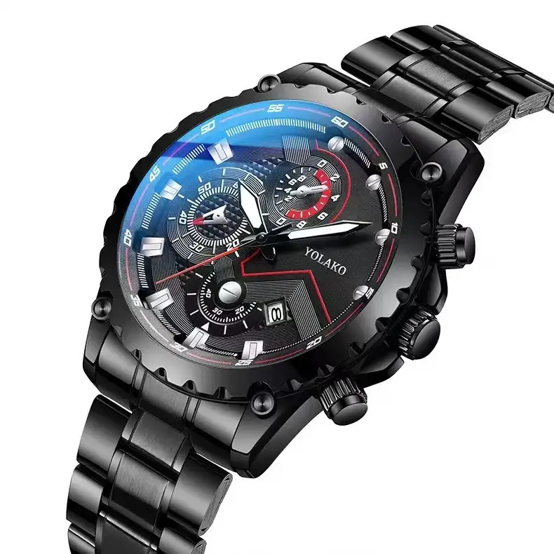Men's Steel Band Chronograph Watch with Transparent Dial — feature 6