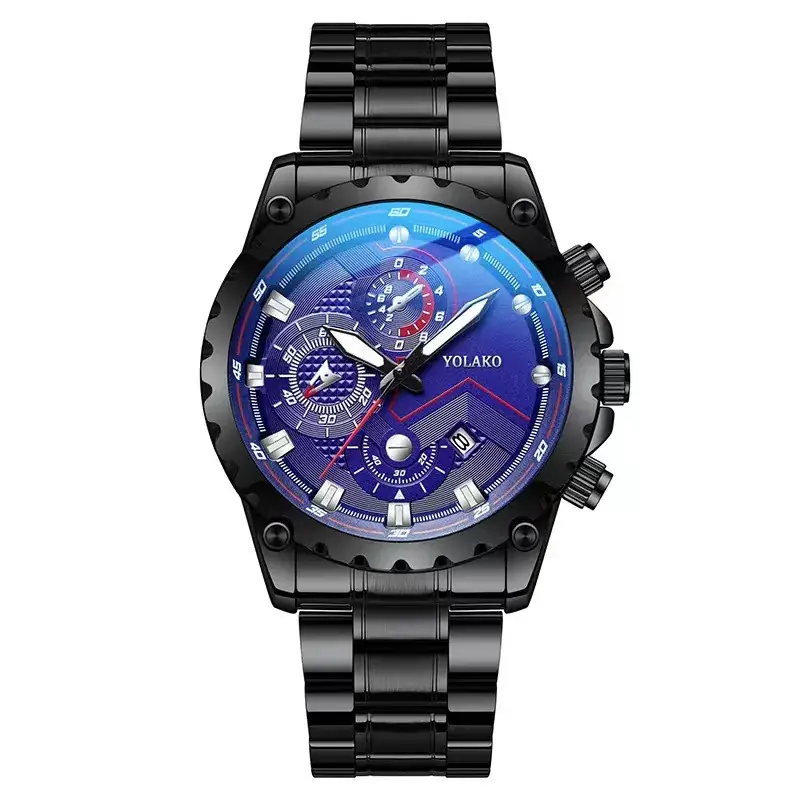 Men's Steel Band Chronograph Watch with Transparent Dial - Image 2