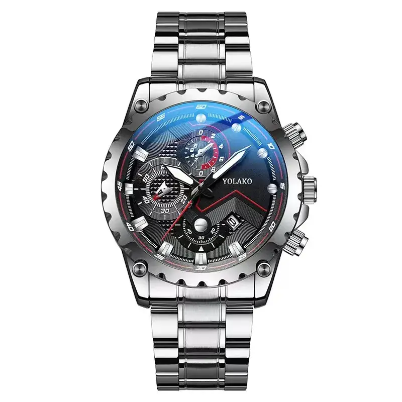 Men's Steel Band Chronograph Watch with Transparent Dial - Image 3