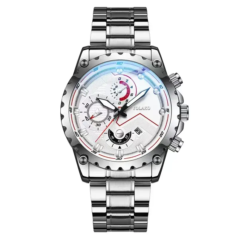 Men's Steel Band Chronograph Watch with Transparent Dial - Image 4