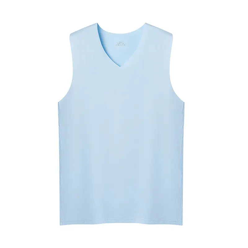 Men's White Ice Silk Slim Fit V-Neck T-Shirt - Image 11