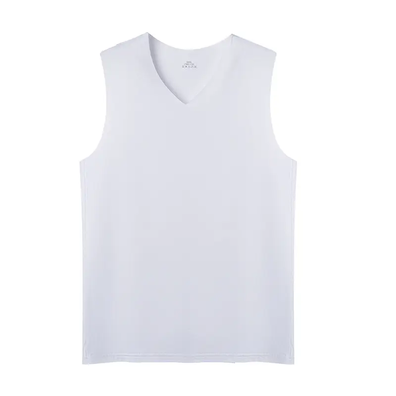 Men's White Ice Silk Slim Fit V-Neck T-Shirt - Image 7