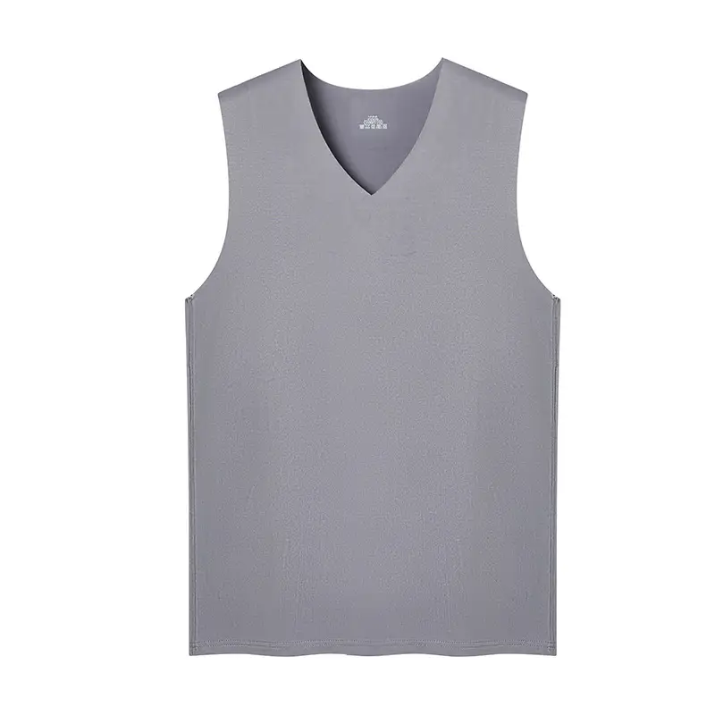 Men's White Ice Silk Slim Fit V-Neck T-Shirt - Image 9