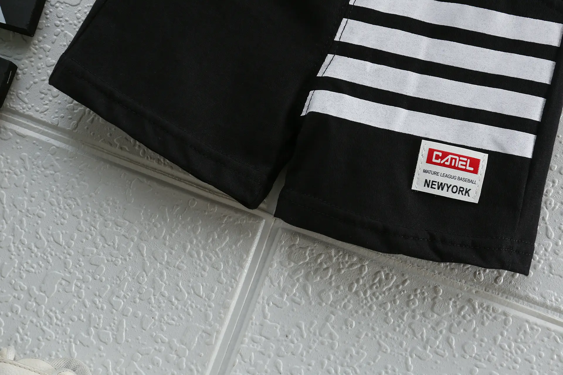 Children Cotton Shorts Set Black White Stripes Summer — feature 11