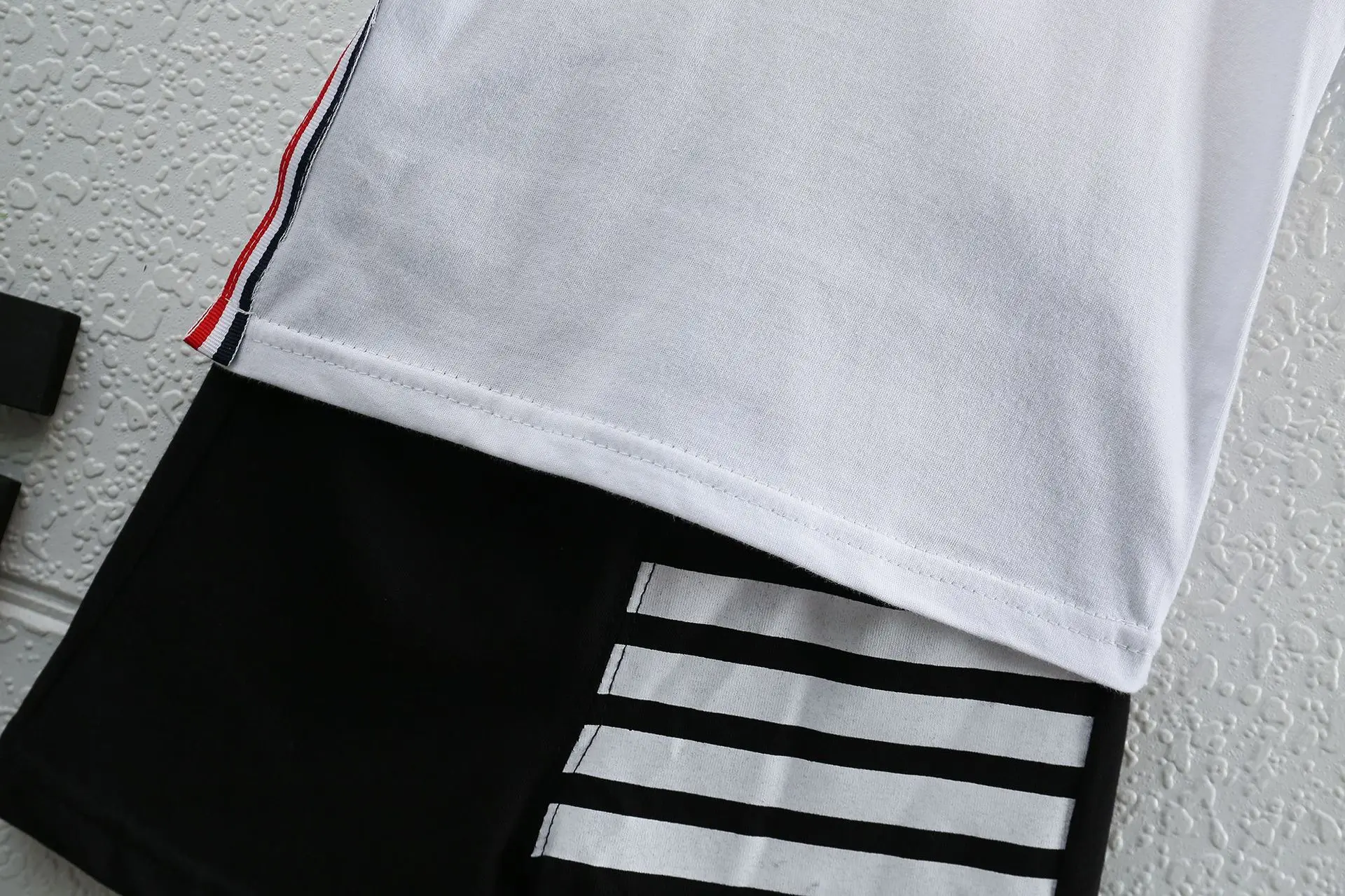 Children Cotton Shorts Set Black White Stripes Summer — feature 12