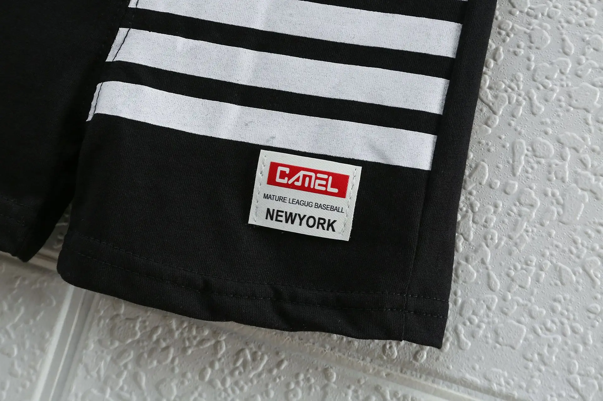 Children Cotton Shorts Set Black White Stripes Summer — feature 13