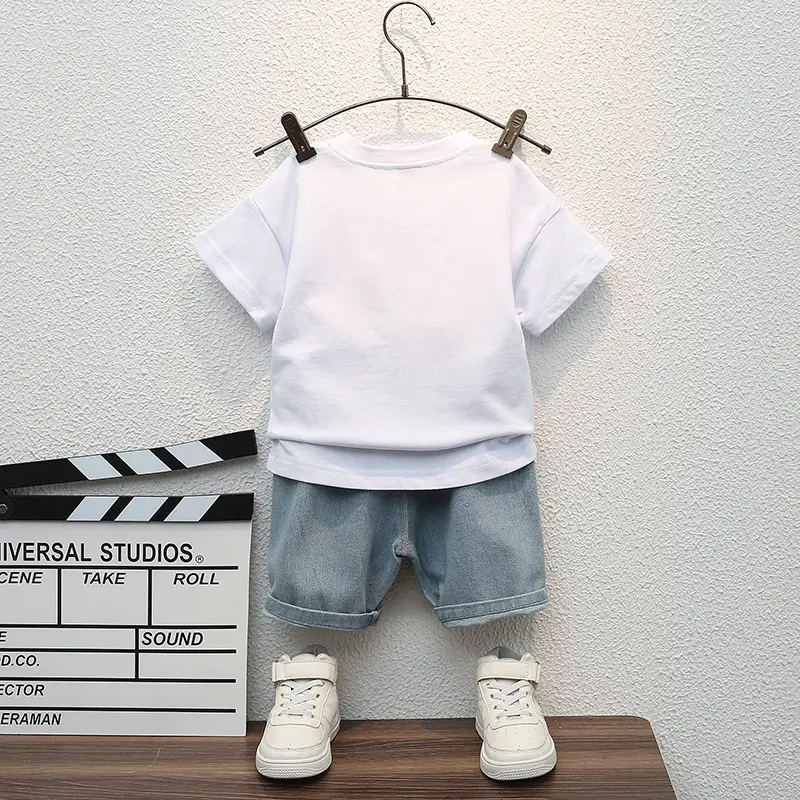 Children Space Aesthetic T-Shirt & Shorts Set Black Cotton Summer — feature 4