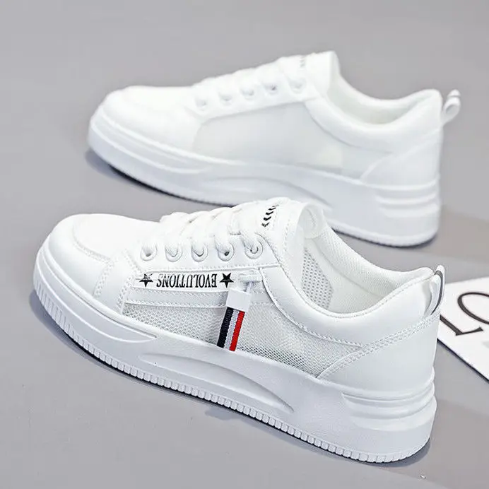 White Women's Casual Sneakers Korean Style 2023