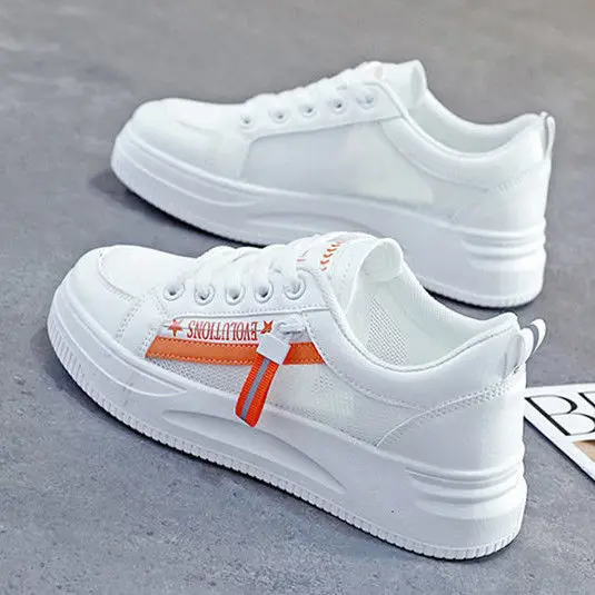 White Women's Casual Sneakers Korean Style 2023