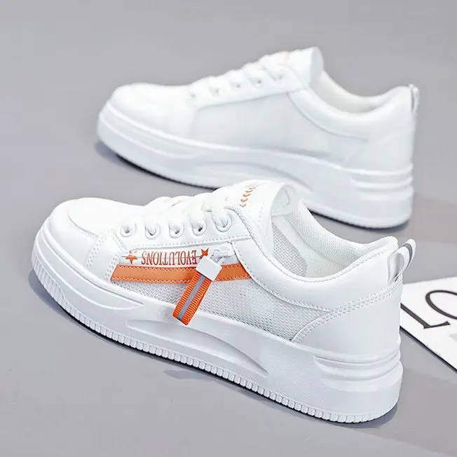White Women's Casual Sneakers Korean Style 2023