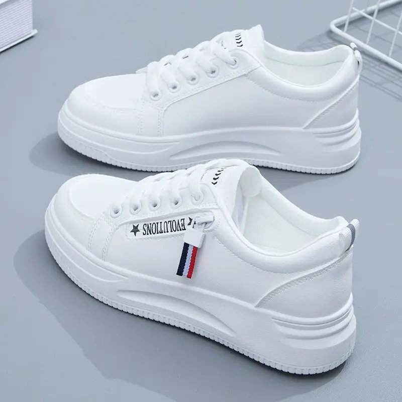 White Women's Casual Sneakers Korean Style 2023