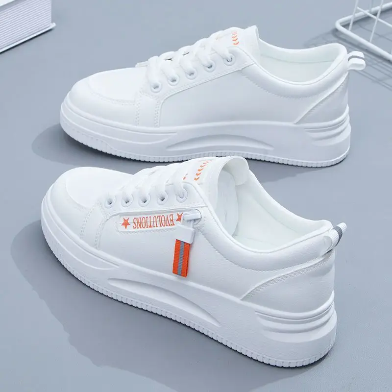 White Women's Casual Sneakers Korean Style 2023