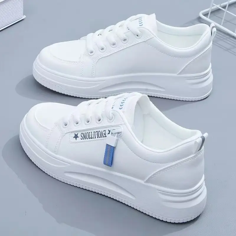 White Women's Casual Sneakers Korean Style 2023