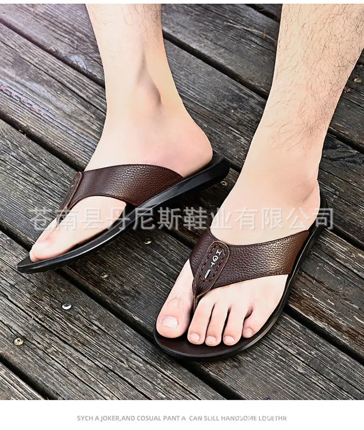 Korean Style Genuine Leather Flip Flops for Men — feature 12