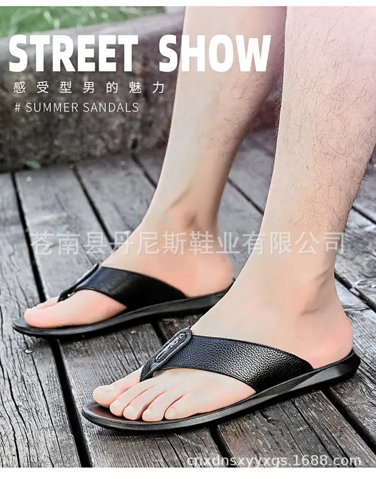 Korean Style Genuine Leather Flip Flops for Men — feature 14