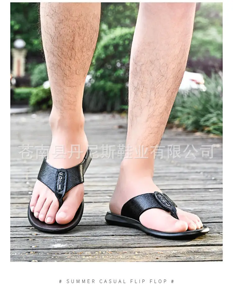 Korean Style Genuine Leather Flip Flops for Men — feature 16