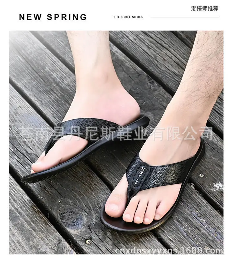 Korean Style Genuine Leather Flip Flops for Men — feature 2