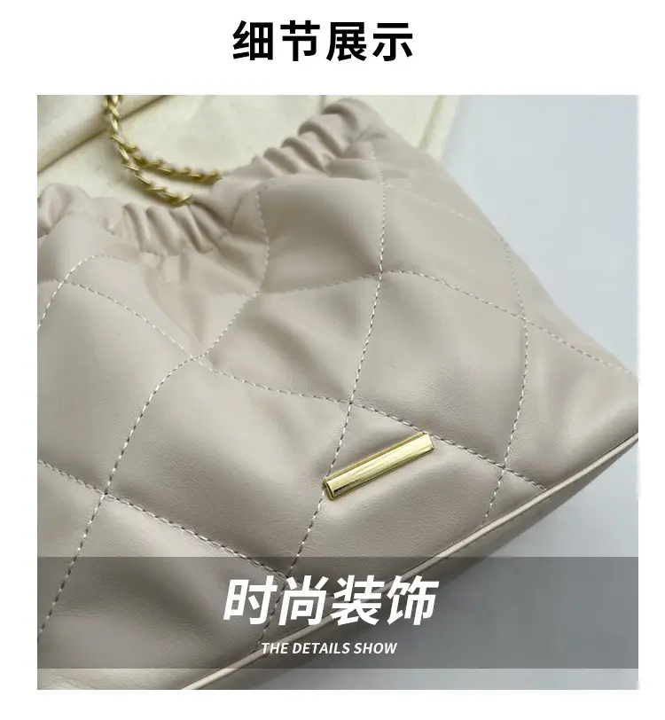 Black Quilted Shoulder Bag with Gold Chain Strap — feature 3