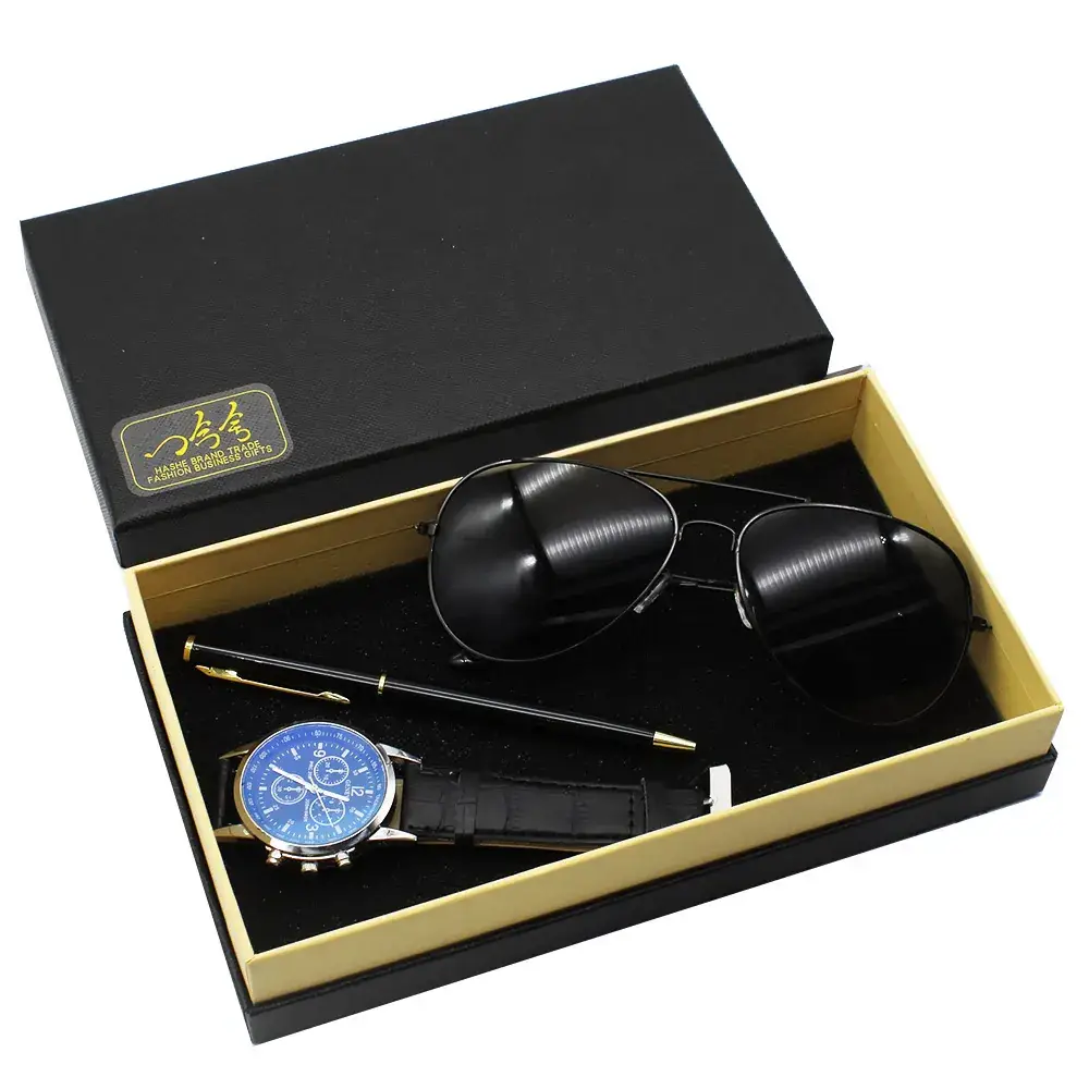 Men's Black Watch & Sunglasses Set with Pen - Image 8