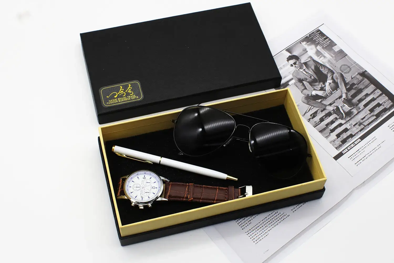 Men's Black Watch & Sunglasses Set with Pen — feature 12