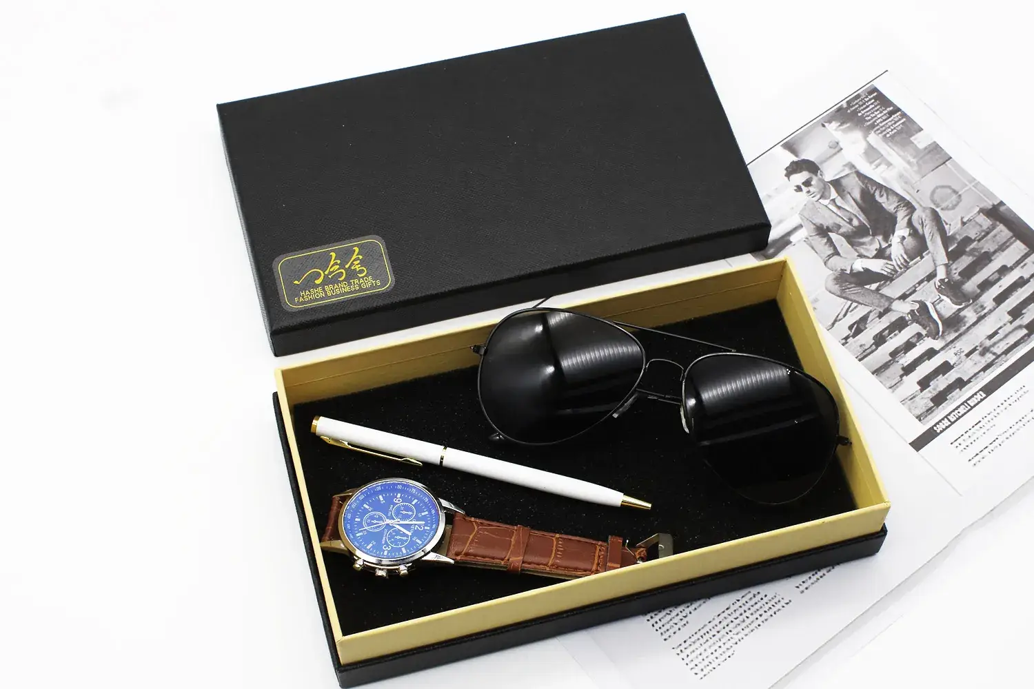 Men's Black Watch & Sunglasses Set with Pen — feature 13