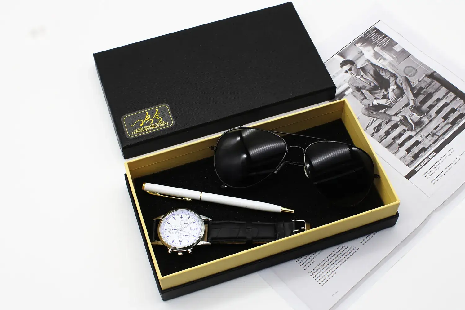 Men's Black Watch & Sunglasses Set with Pen — feature 14