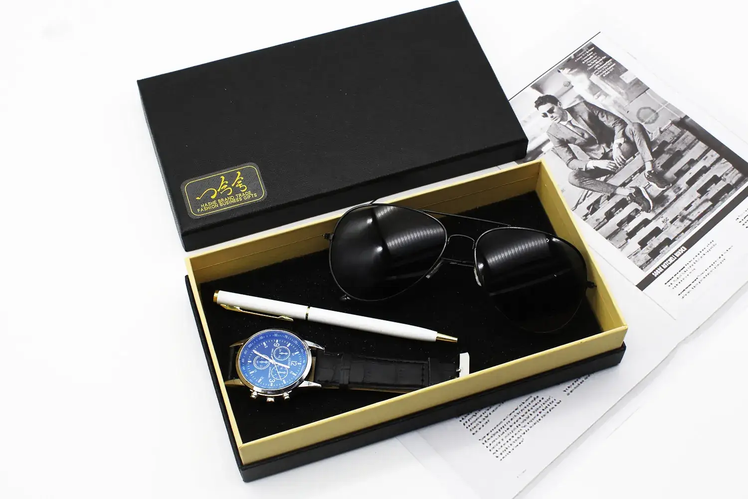 Men's Black Watch & Sunglasses Set with Pen — feature 15