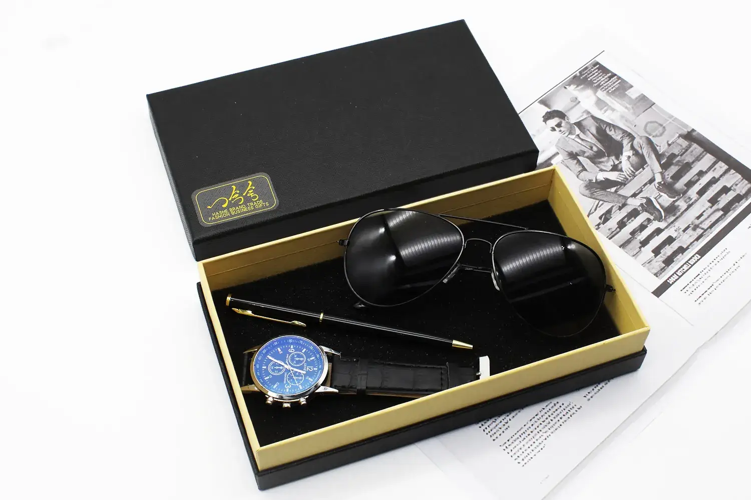 Men's Black Watch & Sunglasses Set with Pen — feature 16