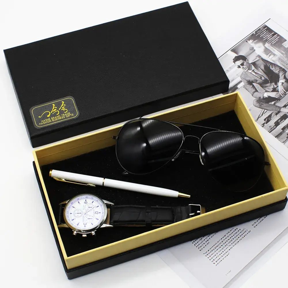 Men's Black Watch & Sunglasses Set with Pen - Image 3