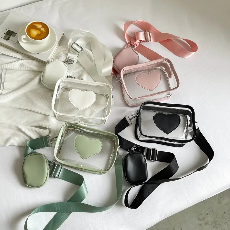 New Women's Transparent Crossbody Bag with Heart Design - Image 8
