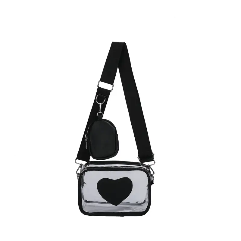 New Women's Transparent Crossbody Bag with Heart Design - Image 9