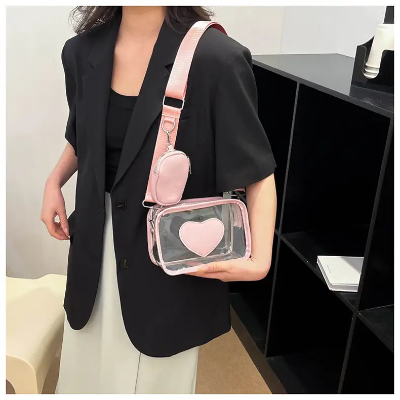 New Women's Transparent Crossbody Bag with Heart Design — feature 12