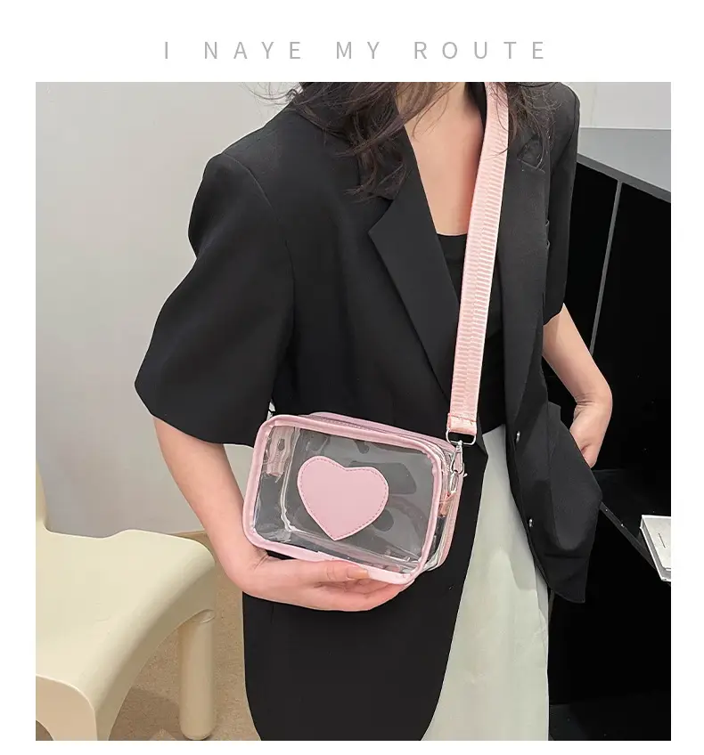 New Women's Transparent Crossbody Bag with Heart Design — feature 2