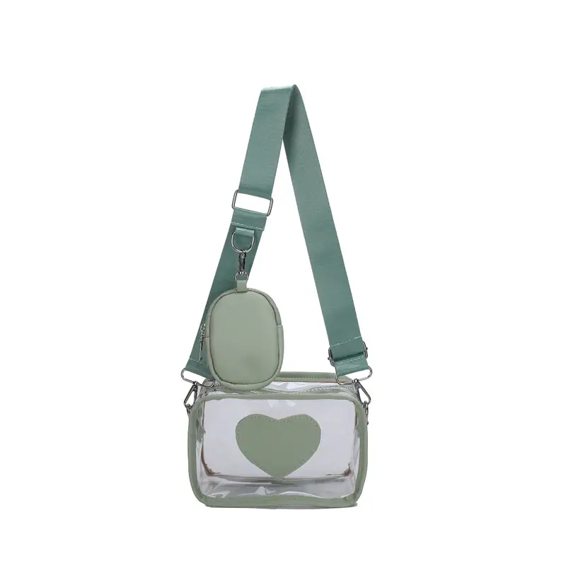 New Women's Transparent Crossbody Bag with Heart Design - Image 2