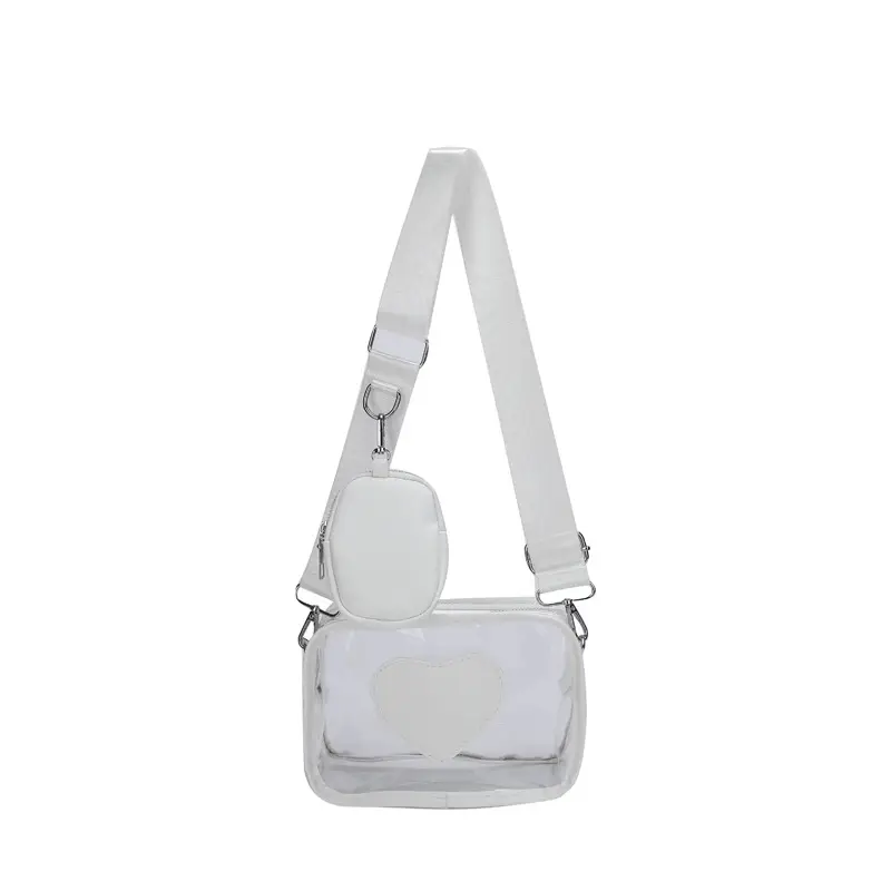 New Women's Transparent Crossbody Bag with Heart Design - Image 3