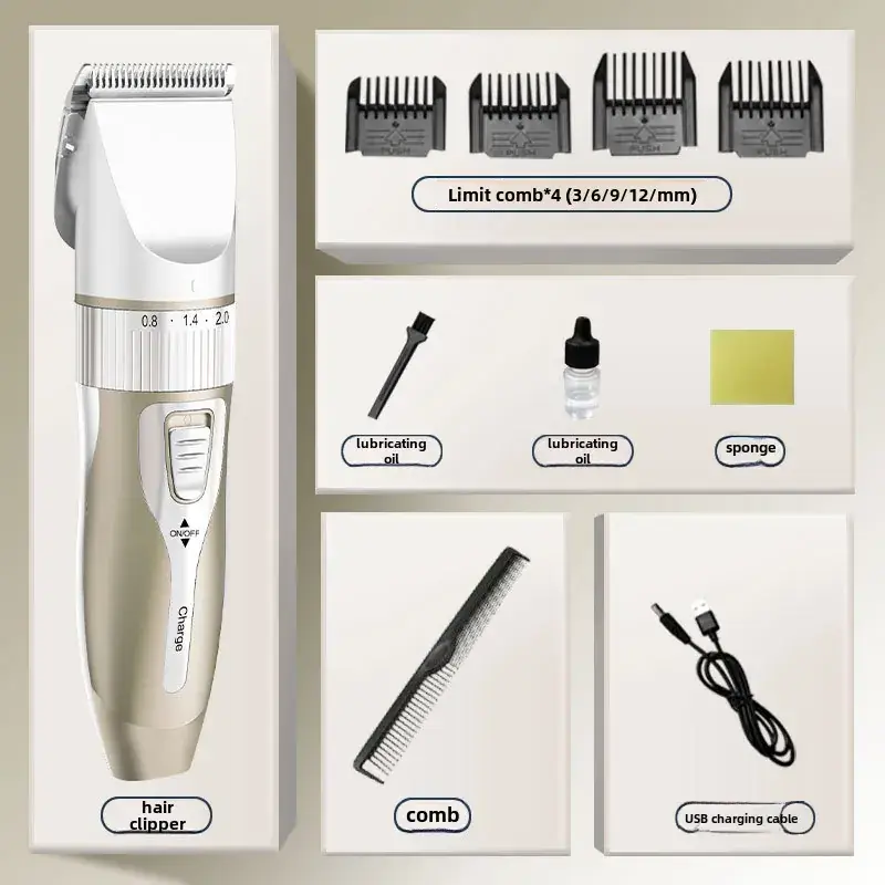 Professional Electric Hair Clipper with Carving Oil & USB Charging - Image 11