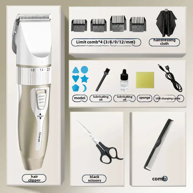 Professional Electric Hair Clipper with Carving Oil & USB Charging - Image 12