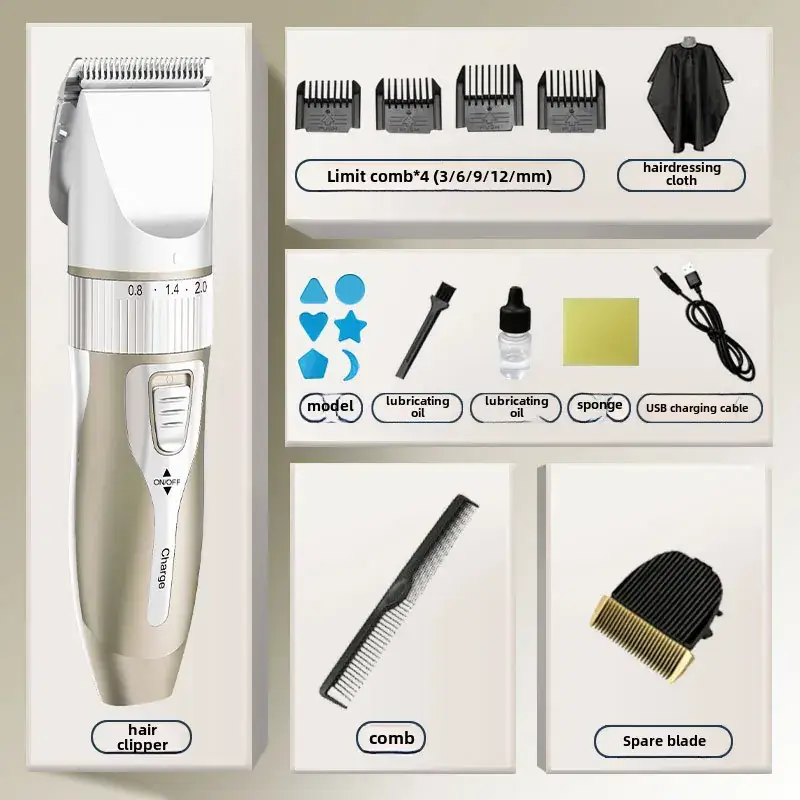 Professional Electric Hair Clipper with Carving Oil & USB Charging - Image 13