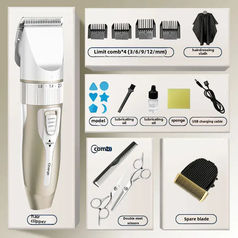 Professional Electric Hair Clipper with Carving Oil & USB Charging - Image 15