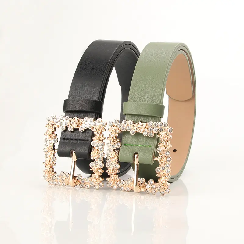 Women's PU Belt with Rhinestone Flower Design - Image 7