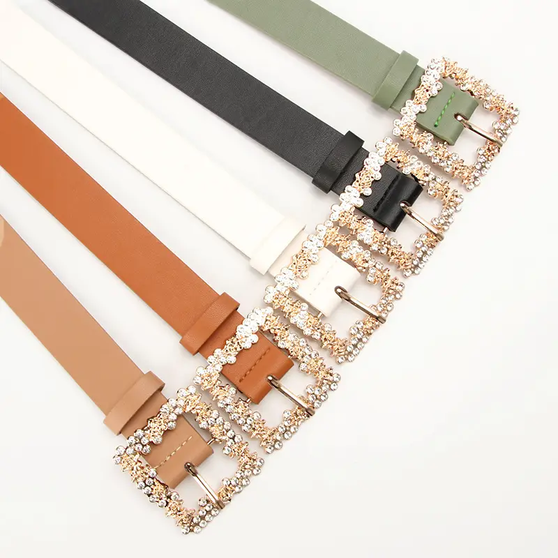 Women's PU Belt with Rhinestone Flower Design - Image 8