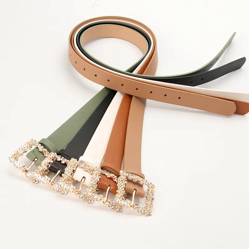 Women's PU Belt with Rhinestone Flower Design - Image 9