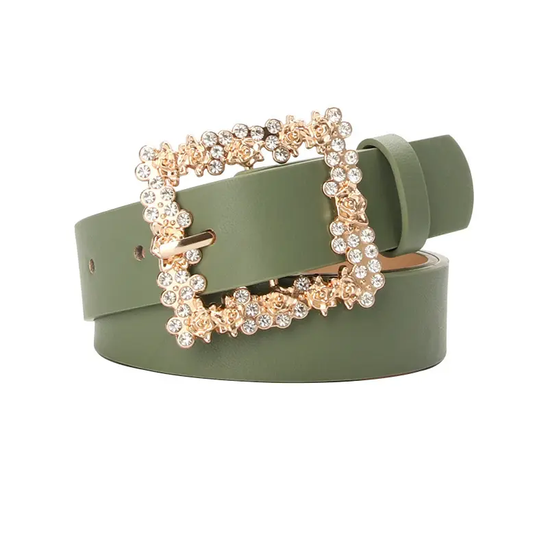 Women's PU Belt with Rhinestone Flower Design - Image 10