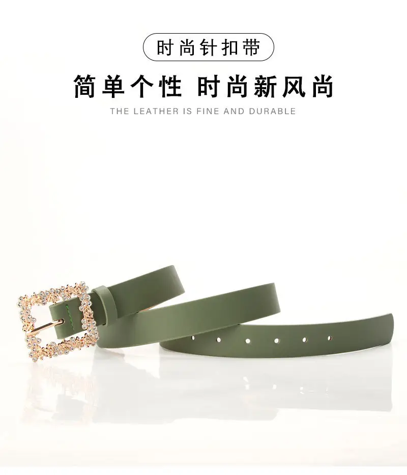 Women's PU Belt with Rhinestone Flower Design — feature 5