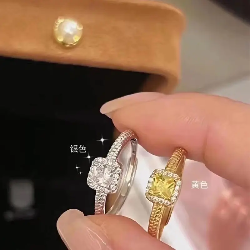 Women's Gold Crystal Ring with Blue Printed Sleeve - Image 5
