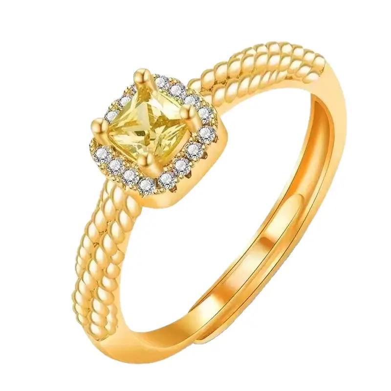 Women's Gold Crystal Ring with Blue Printed Sleeve - Image 8