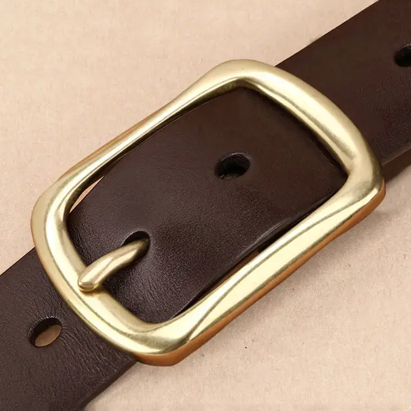 Men's Genuine Leather Belt with Gold Buckle - Image 4